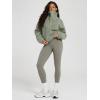 imageODODOS Womens Sherpa Fleece HalfZip Pullover  Cozy Warm Long Sleeve Sweatshirt Cinchable Outerwear with PocketsCeladon Green