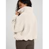 imageODODOS Womens Sherpa Fleece HalfZip Pullover  Cozy Warm Long Sleeve Sweatshirt Cinchable Outerwear with PocketsIvory