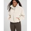 imageODODOS Womens Sherpa Fleece HalfZip Pullover  Cozy Warm Long Sleeve Sweatshirt Cinchable Outerwear with PocketsIvory