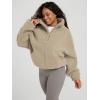 imageODODOS Womens Sherpa Fleece HalfZip Pullover  Cozy Warm Long Sleeve Sweatshirt Cinchable Outerwear with PocketsKhaki
