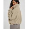 imageODODOS Womens Sherpa Fleece HalfZip Pullover  Cozy Warm Long Sleeve Sweatshirt Cinchable Outerwear with PocketsKhaki