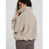imageODODOS Womens Sherpa Fleece HalfZip Pullover  Cozy Warm Long Sleeve Sweatshirt Cinchable Outerwear with PocketsOatmeal