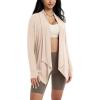 imageODODOS Womens Drape Open Front Cardigans Cozy Soft Long Sleeve Casual Wrap Outerwear with Pockets Thumb HoleBeige