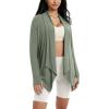 imageODODOS Womens Drape Open Front Cardigans Cozy Soft Long Sleeve Casual Wrap Outerwear with Pockets Thumb HoleOil Green