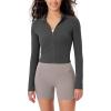 imageODODOS Womens FullZip Athletic Jacket Cloud Feeling Soft Long Sleeve SlimFit Running Gym Workout Yoga Cropped TopsCharcoal