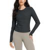 imageODODOS Womens Long Sleeve Performance TShirts  Ultra Soft Stratum Tech Crew Neck Tee UPF 50 Essential Crop TopCharcoal Heather