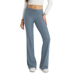 imageODODOS Womens Foldover Pants  Ultra Soft Stratum Tech Performance Mid Rise Casual Lounge Yoga Pants  30quot InseamDusty Blue Heather