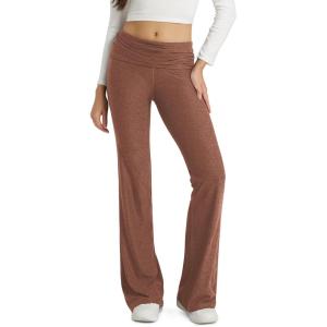 imageODODOS Womens Foldover Pants  Ultra Soft Stratum Tech Performance Mid Rise Casual Lounge Yoga Pants  30quot InseamTamarind Heather