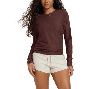 imageODODOS Womens Long Sleeve Crewneck Tee  UltraSoft Stratum Tech Performance TShirts UPF 50 Daily Pullover TopsJava Heather