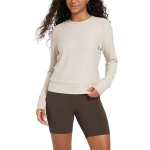 imageODODOS Womens Long Sleeve Crewneck Tee  UltraSoft Stratum Tech Performance TShirts UPF 50 Daily Pullover TopsMilkweed Heather