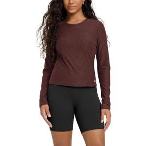 imageODODOS Womens Long Sleeve Performance TShirts  Ultra Soft Stratum Tech Crew Neck Tee UPF 50 Essential Crop TopJava Heather