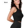 imageODODOS 3Pack Seamless Crop Tank for Women Ribbed Soft High Neck Cropped TopsBeigeblackwhite