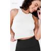 imageODODOS 3Pack Seamless Crop Tank for Women Ribbed Soft High Neck Cropped TopsBeigeblackwhite