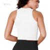 imageODODOS 3Pack Seamless Crop Tank for Women Ribbed Soft High Neck Cropped TopsBeigeblackwhite