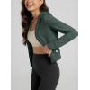 imageODODOS Womens FullZip Cropped Hoodie  Stratum Tech Ultra Soft UPF 50 Hooded Jacket with PocketsAspen Heather