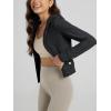 imageODODOS Womens FullZip Cropped Hoodie  Stratum Tech Ultra Soft UPF 50 Hooded Jacket with PocketsBlack Heather