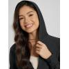 imageODODOS Womens FullZip Cropped Hoodie  Stratum Tech Ultra Soft UPF 50 Hooded Jacket with PocketsBlack Heather