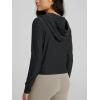 imageODODOS Womens FullZip Cropped Hoodie  Stratum Tech Ultra Soft UPF 50 Hooded Jacket with PocketsBlack Heather
