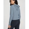 imageODODOS Womens FullZip Cropped Hoodie  Stratum Tech Ultra Soft UPF 50 Hooded Jacket with PocketsDusty Blue Heather