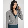 imageODODOS Womens FullZip Cropped Hoodie  Stratum Tech Ultra Soft UPF 50 Hooded Jacket with PocketsGrey Heather