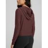 imageODODOS Womens FullZip Cropped Hoodie  Stratum Tech Ultra Soft UPF 50 Hooded Jacket with PocketsJava Heather