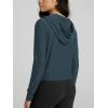 imageODODOS Womens FullZip Cropped Hoodie  Stratum Tech Ultra Soft UPF 50 Hooded Jacket with PocketsNavy Heather