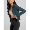 imageODODOS Womens FullZip Cropped Hoodie  Stratum Tech Ultra Soft UPF 50 Hooded Jacket with PocketsNavy Heather