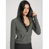 imageODODOS Womens FullZip Cropped Hoodie  Stratum Tech Ultra Soft UPF 50 Hooded Jacket with PocketsSmoke Heather
