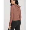 imageODODOS Womens FullZip Cropped Hoodie  Stratum Tech Ultra Soft UPF 50 Hooded Jacket with PocketsTamarind Heather