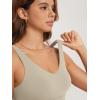 imageODODOS Womens Longline UBack Sports Bra VNeck Padded Yoga Workout Wirefree Tank TopDark Beige