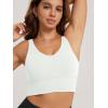 imageODODOS Womens Longline UBack Sports Bra VNeck Padded Yoga Workout Wirefree Tank TopPorcelain White