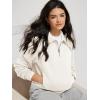 imageODODOS Modal Soft HalfZip Collared Sweatshirts for Women Long Sleeve Relaxed Fit Pullover Top with PocketsIvory