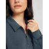 imageODODOS Modal Soft HalfZip Collared Sweatshirts for Women Long Sleeve Relaxed Fit Pullover Top with PocketsNavy