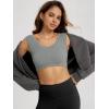 imageODODOS Womens Crop Tank  Seamless Ultra Soft Ribbed Knit Scoop Neck Low Back Sleeveless TopsGray
