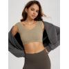 imageODODOS Womens Crop Tank  Seamless Ultra Soft Ribbed Knit Scoop Neck Low Back Sleeveless TopsTaupe