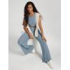 imageODODOS Womens Extra Wide Leg Pants  Ultra Soft Stratum Tech Casual Relaxed Lounge Pants with Pockets  29quot InseamDusty Blue Heather