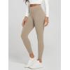imageODODOS Womens Fleece Lined Leggings Thermal Warm Winter Tights  25quot  28quot High Waisted Thick Yoga Pants with Back PocketsDark Beige