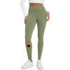 imageODODOS Womens Fleece Lined Leggings Thermal Warm Winter Tights  25quot  28quot High Waisted Thick Yoga Pants with Back PocketsDark Olive
