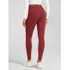 imageODODOS Womens Fleece Lined Leggings Thermal Warm Winter Tights  25quot  28quot High Waisted Thick Yoga Pants with Back PocketsRed Dahlia