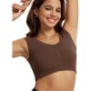 imageODODOS Womens Crop Tank  Seamless Ultra Soft Ribbed Knit Scoop Neck Low Back Sleeveless TopsBrunette