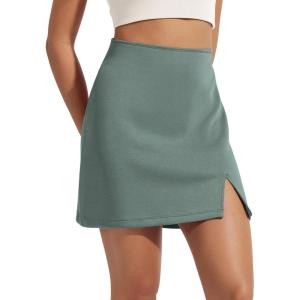 imageODODOS Modal Soft Mini Skirt for Women Side Slit High Waist ALine Casual Daily SkirtsSlate Green