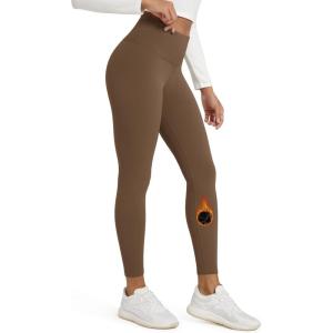 imageODODOS Womens Fleece Lined Leggings Thermal Warm Winter Tights  25quot  28quot High Waisted Thick Yoga Pants with Back PocketsChocolate