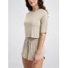 imageODODOS Womens Cropped TShirt  Ultra Soft Short Sleeve Top Crew Neck Relaxed Fit Casual Tee for Everyday WearBeige