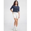 imageODODOS Womens Cropped TShirt  Ultra Soft Short Sleeve Top Crew Neck Relaxed Fit Casual Tee for Everyday WearNaval