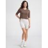 imageODODOS Womens Cropped TShirt  Ultra Soft Short Sleeve Top Crew Neck Relaxed Fit Casual Tee for Everyday WearTea Brown