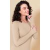 imageODODOS Womens Long Sleeve Shirts with Thumb Hole Cloud Feeling Soft Crew Neck Slim Fit Tee Yoga Athletic Workout TopsBeige