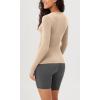imageODODOS Womens Long Sleeve Shirts with Thumb Hole Cloud Feeling Soft Crew Neck Slim Fit Tee Yoga Athletic Workout TopsBeige