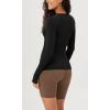 imageODODOS Womens Long Sleeve Shirts with Thumb Hole Cloud Feeling Soft Crew Neck Slim Fit Tee Yoga Athletic Workout TopsBlack