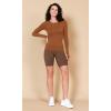 imageODODOS Womens Long Sleeve Shirts with Thumb Hole Cloud Feeling Soft Crew Neck Slim Fit Tee Yoga Athletic Workout TopsCaramel