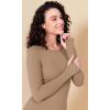 imageODODOS Womens Long Sleeve Shirts with Thumb Hole Cloud Feeling Soft Crew Neck Slim Fit Tee Yoga Athletic Workout TopsLight Brown